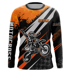 Maxcorners Dirt Bike MX Racing Jersey Orange Upf30+ Motocross Shirt Women Kid Off-Road Shirt MT2709