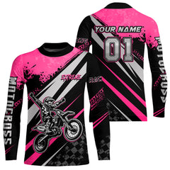 Maxcorners Dirt Bike MX Racing Jersey Pink Upf30+ Motocross Shirt Women Kid Off-Road Shirt MT2709