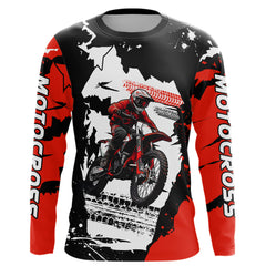Maxcorners Dirt Bike Racing Jersey Red Upf30+ Motocross Shirt Men Kid Women Off-Road Jersey MT2709