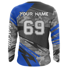 Maxcorners Motocross Racing Jersey Blue Upf30+ Dirt Bike Off-Road Shirt Motorcycle Kid Men Women MT2709