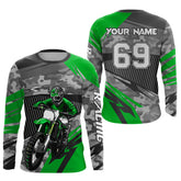 Maxcorners Motocross Racing Jersey Green Upf30+ Dirt Bike Off-Road Shirt Motorcycle Kid Men Women MT2709