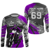 Maxcorners Motocross Racing Jersey Purple Upf30+ Dirt Bike Off-Road Shirt Motorcycle Kid Men Women MT2709