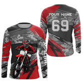 Maxcorners Motocross Racing Jersey Red Upf30+ Dirt Bike Off-Road Shirt Motorcycle Kid Men Women MT2709