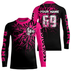 Maxcorners Pink Motocross Shirt Dirt Bike Jersey Women Kid Men Upf30+ Custom Jersey Off-Road MT2709