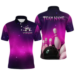 Maxcorners Purple Galaxy Bowling Shirts for Men Women Custom Team Bowling Jersey for Bowlers LM1708