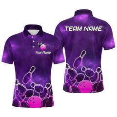 Maxcorners Purple Neon Bowling Shirts for Women Men Custom Team Bowling Polo & Quarter Zip LM1708