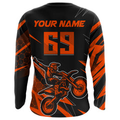 Maxcorners Motocross Jersey Kid Men Women Upf30+ Orange Racing Dirt Bike Shirt Off-Road Motorcycle MT2709