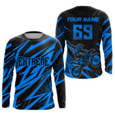 Maxcorners Motocross Jersey Kid Men Women Upf30+ Blue Racing Dirt Bike Shirt Off-Road Motorcycle MT2709