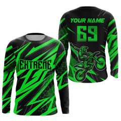 Maxcorners Motocross Jersey Kid Men Women Upf30+ Green Racing Dirt Bike Shirt Off-Road Motorcycle MT2709