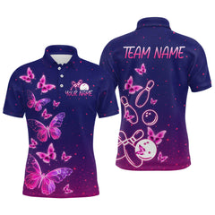 Maxcorners Purple Butterflies Bowling Shirts for Women Men Team Custom Bowling Jerseys MT3107