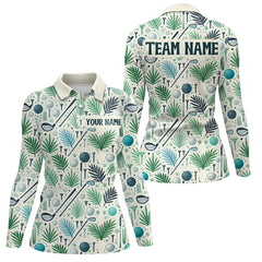 Maxcorners Palm Leaves Golf Polo Shirt Custom Golf Shirts for Men and Women Team Golf Apparel