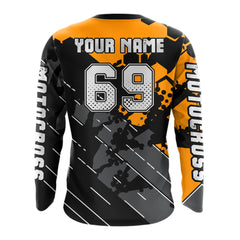 Maxcorners Motocross Racing Jersey Orange Upf30+ Motorcycle Dirt Bike Jersey Off-Road Shirt Men Kid Women MT2709