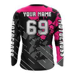 Maxcorners Motocross Racing Jersey Pink Upf30+ Motorcycle Dirt Bike Jersey Off-Road Shirt Men Kid Women MT2709