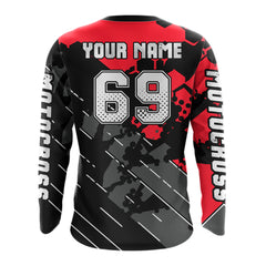 Maxcorners Motocross Racing Jersey Red Upf30+ Motorcycle Dirt Bike Jersey Off-Road Shirt Men Kid Women MT2709