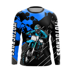 Maxcorners Motocross Racing Jersey Blue Upf30+ Motorcycle Dirt Bike Jersey Off-Road Shirt Men Kid Women MT2709