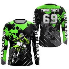Maxcorners Motocross Racing Jersey Green Upf30+ Motorcycle Dirt Bike Jersey Off-Road Shirt Men Kid Women MT2709