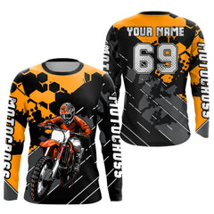 Maxcorners Motocross Racing Jersey Orange Upf30+ Motorcycle Dirt Bike Jersey Off-Road Shirt Men Kid Women MT2709