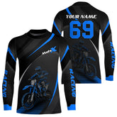 Maxcorners Motocross Racing Jersey Blue Dirt Bike Shirt Off-road Riding Jersey Kid Men Women MT2709