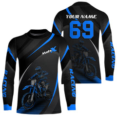 Maxcorners Motocross Racing Jersey Blue Dirt Bike Shirt Off-road Riding Jersey Kid Men Women MT2709