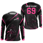 Maxcorners Motocross Racing Jersey Pink Dirt Bike Shirt Off-road Riding Jersey Kid Men Women MT2709