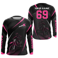 Maxcorners Motocross Racing Jersey Pink Dirt Bike Shirt Off-road Riding Jersey Kid Men Women MT2709