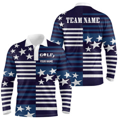Maxcorners Customize Patriotic Golf Polo Shirt for Team Blue Golf Shirts for Women Men LM2007