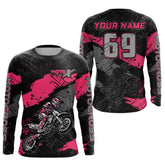 Maxcorners Motocross Racing Off-road Jersey Pink Dirt Bike Riding Shirt For Men Kid Women MT2709