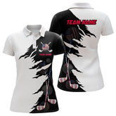 Maxcorners Crack Patriotic Golf Polo Shirt Custom American Flag Golf Polo For Women Golf Shirt