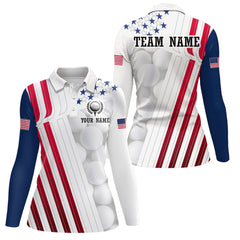 Maxcorners Custom US Patriotic Golf Pattern Polo Shirt American Flag Golf Polo for Women