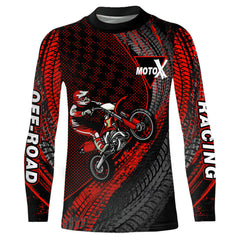 Maxcorners Dirt Bike Jersey Men Kid Women Upf30+ Red Motocross Shirt Racing Off-Road Shirt MT2809