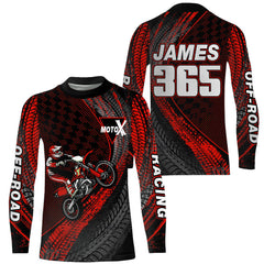Maxcorners Dirt Bike Jersey Men Kid Women Upf30+ Red Motocross Shirt Racing Off-Road Shirt MT2809