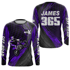 Maxcorners Dirt Bike Jersey Men Kid Women Upf30+ Purple Motocross Shirt Racing Off-Road Shirt MT2809