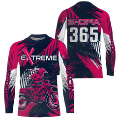 Maxcorners Pink Motocross Racing Jersey Upf30+ Off-road MX Racing Dirt Bike Jersey Kid Girl Women XM174 MT2809
