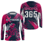 Maxcorners Pink Motocross Racing Jersey Upf30+ Off-road MX Racing Dirt Bike Jersey Kid Girl Women XM174 MT2809