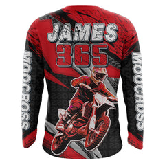 Maxcorners Motocross Racing Jersey Upf30+ Custom Dirt Bike Shirt Men Women Kid Red Off-Road MT2809