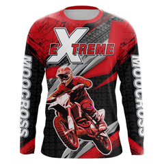 Maxcorners Motocross Racing Jersey Upf30+ Custom Dirt Bike Shirt Men Women Kid Red Off-Road MT2809