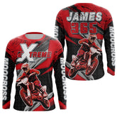 Maxcorners Motocross Racing Jersey Upf30+ Custom Dirt Bike Shirt Men Women Kid Red Off-Road MT2809