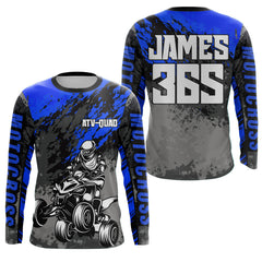 Maxcorners Custom ATV Motocross Jersey Blue Upf30+ Quad Bike Off-Road Jersey Men Kid ATV Riding LM2809