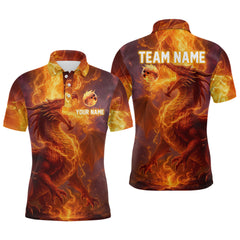 Maxcorners Custom Dragon Bowling Shirt for Men Women Bowling Jersey Flaming Bowling Shirt LM0705