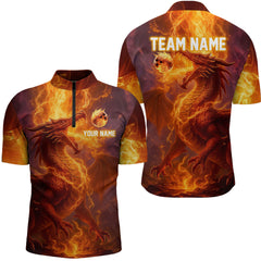 Maxcorners Custom Dragon Bowling Shirt for Men Women Bowling Jersey Flaming Bowling Shirt LM0705