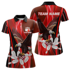 Maxcorners Custom Red Eagle Bowling Shirt for Men Women Team Bowling Polo Shirts & 1/4 Zip LM2504