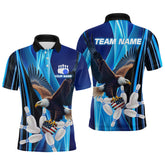 Maxcorners Custom Blue Eagle Bowling Shirt for Men Women Team Bowling Polo Shirts & 1/4 Zip LM2504