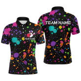 Maxcorners Colorful Watercolor Bowling Shirt for Men Women Custom Team Bowling Polo & Quarter Zip LM2504