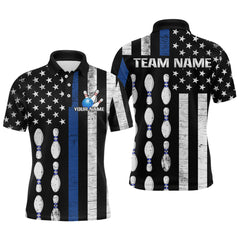 Maxcorners Custom Blue Bowling Shirts for Men Women Team Patriotic Bowling Polo & 1/4 Zip Shirt TU0506