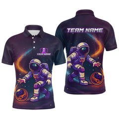 Maxcorners Custom Astronaut Bowling Shirts for Women Men Team Galaxy Bowling Polo and 1/4 Zip LM1109