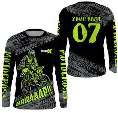 Maxcorners Motocross Jersey Kid Men Dirt Bike Racing Shirt Upf30+ Off-road Motorcycle Jersey Lime Green MT2809