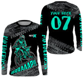 Maxcorners Motocross Jersey Kid Men Dirt Bike Racing Shirt Upf30+ Off-road Motorcycle Jersey Turquoise MT2809