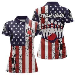 Maxcorners US Patriotic Bowling Shirts Custom American Bowling Jersey for Men Women Team