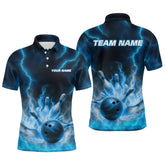 Maxcorners Lightning Blue Bowling Shirts for Women Men Custom Team Bowling Polo & Quarter Zip LM1708