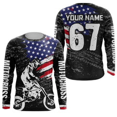 Maxcorners American Flag Motocross Jersey UPF30+ Patriotic Dirt Bike Racing Shirt Adult Youth Off-road LM2809
